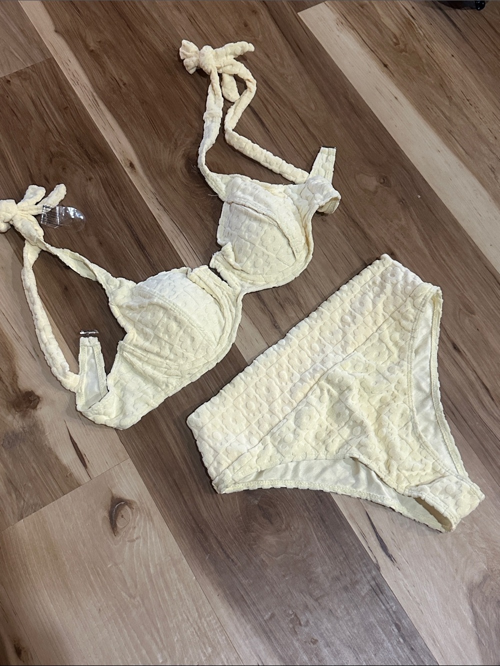 SHEIN Cream Quilted Bikini Set - Textured Two-Piece